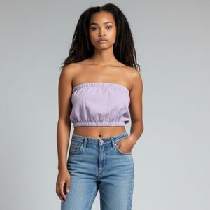 GARAGE Solid Lavender Soft Stretchy Cotton Strapless Bandeau Top size L